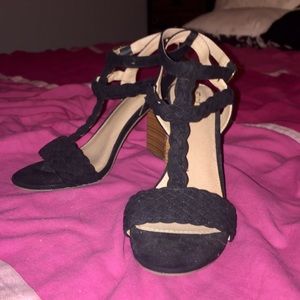 Cute Black Braid Strap Heels Size 9